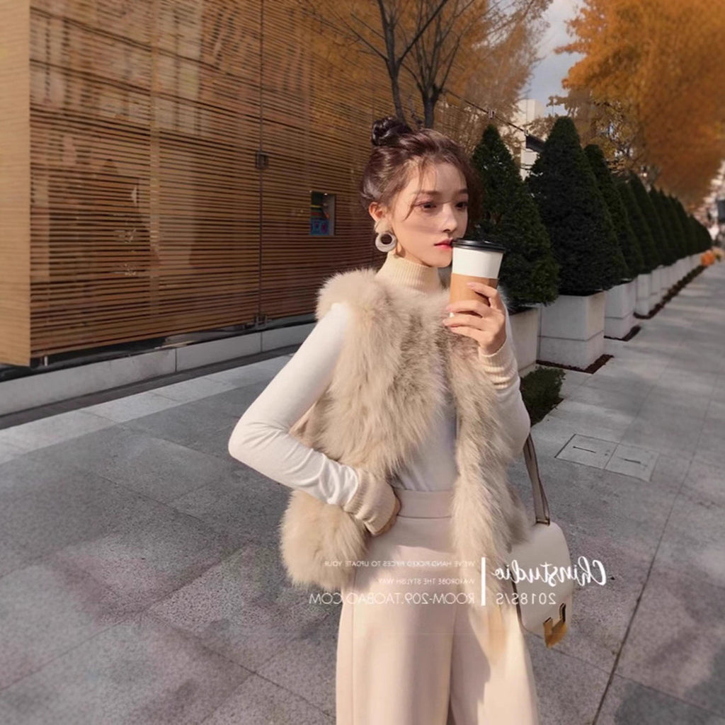 Women's Fashion Short Fluffy Vest Coat