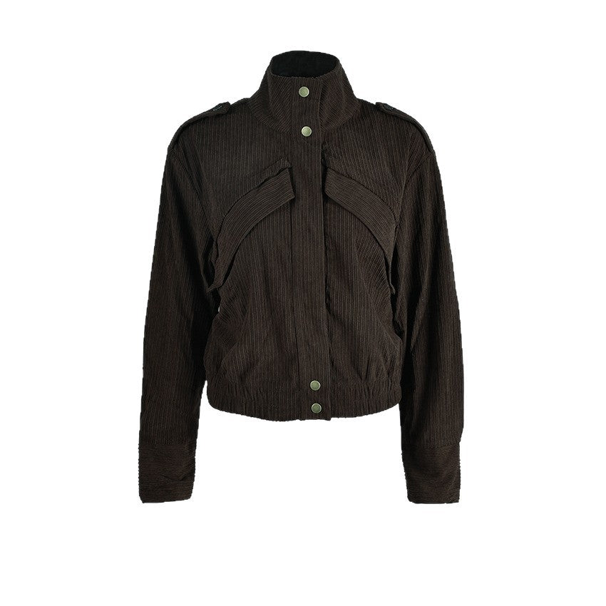 Casual Motorcycle-style Corduroy Jacket