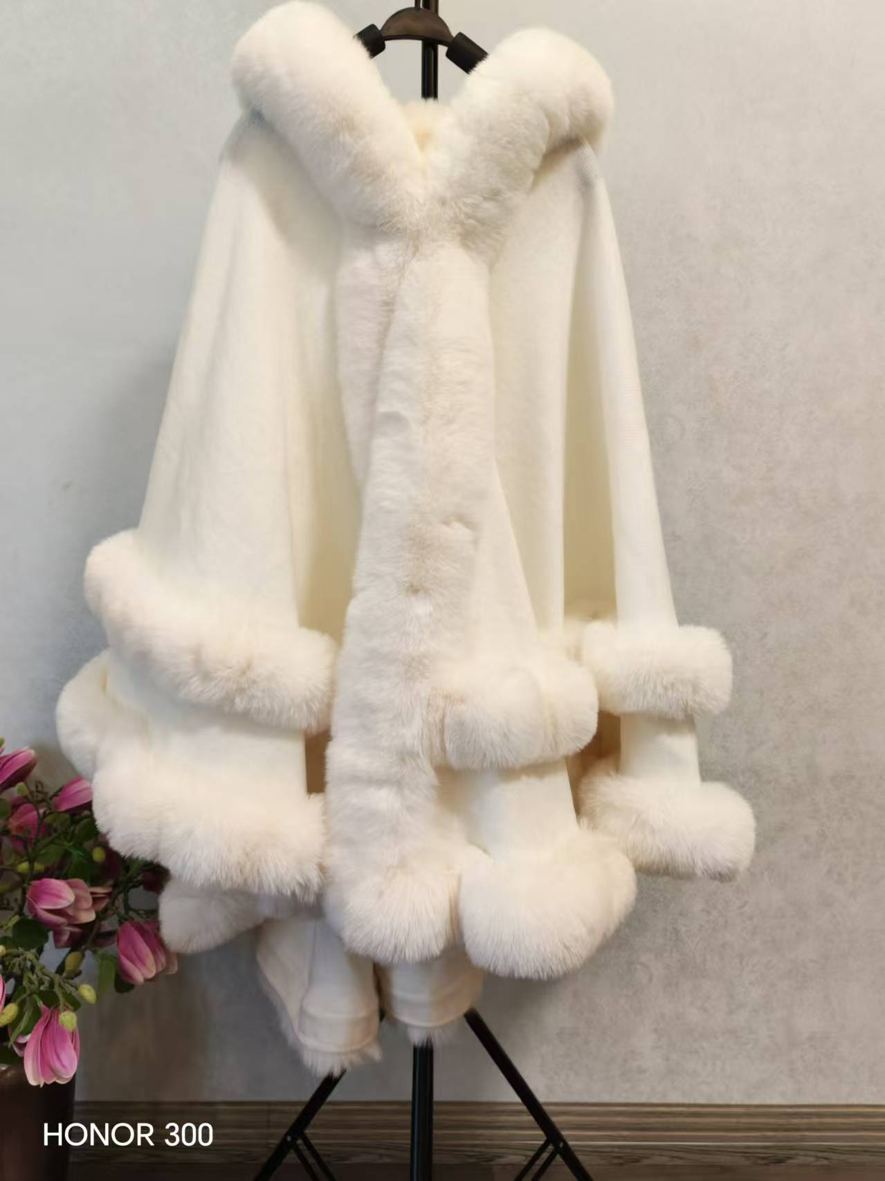 Loose Fur Collar Shawl, Cold-proof Fleece-lined Thick Coat