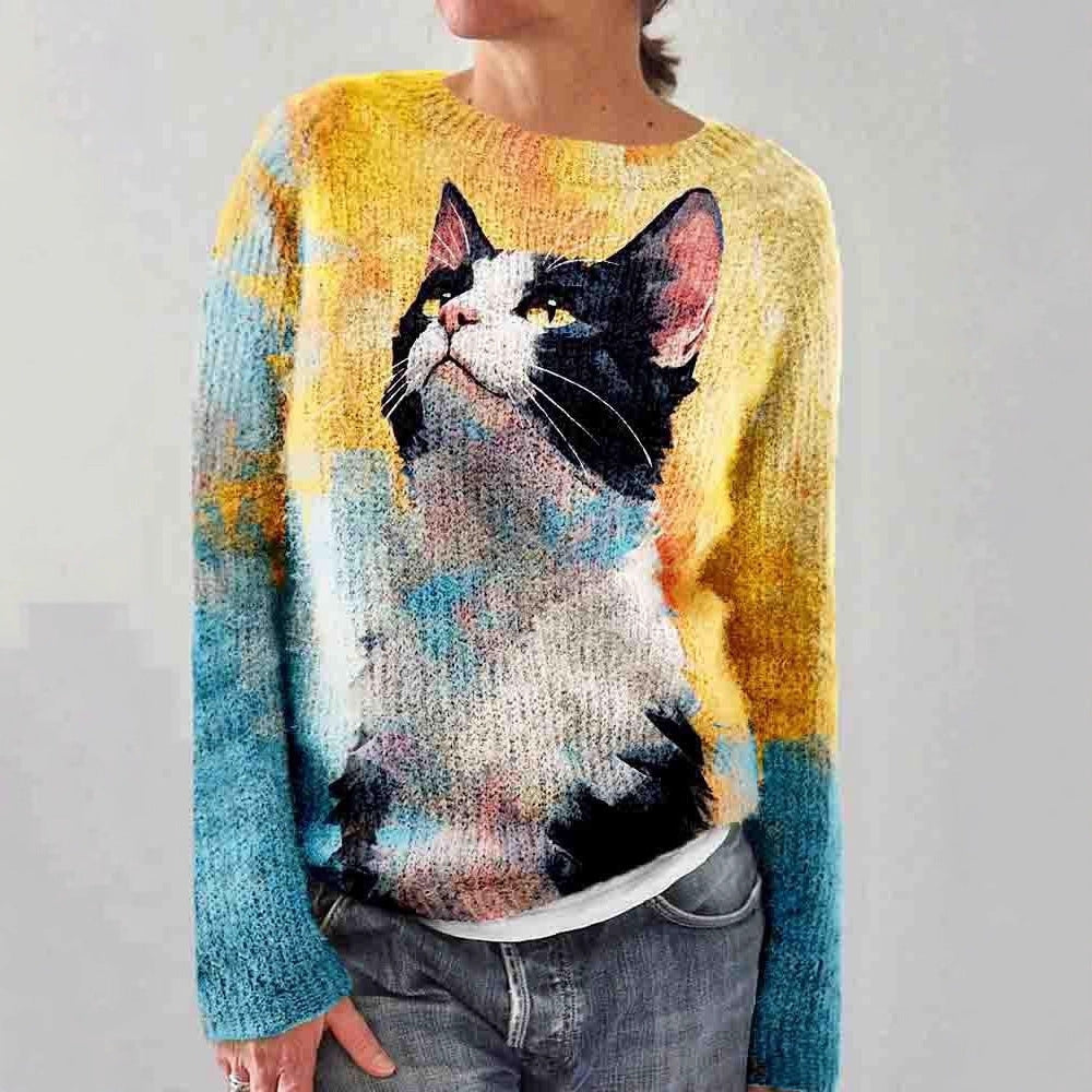 Women's Loose-fit Crew-neck Long-sleeve Top