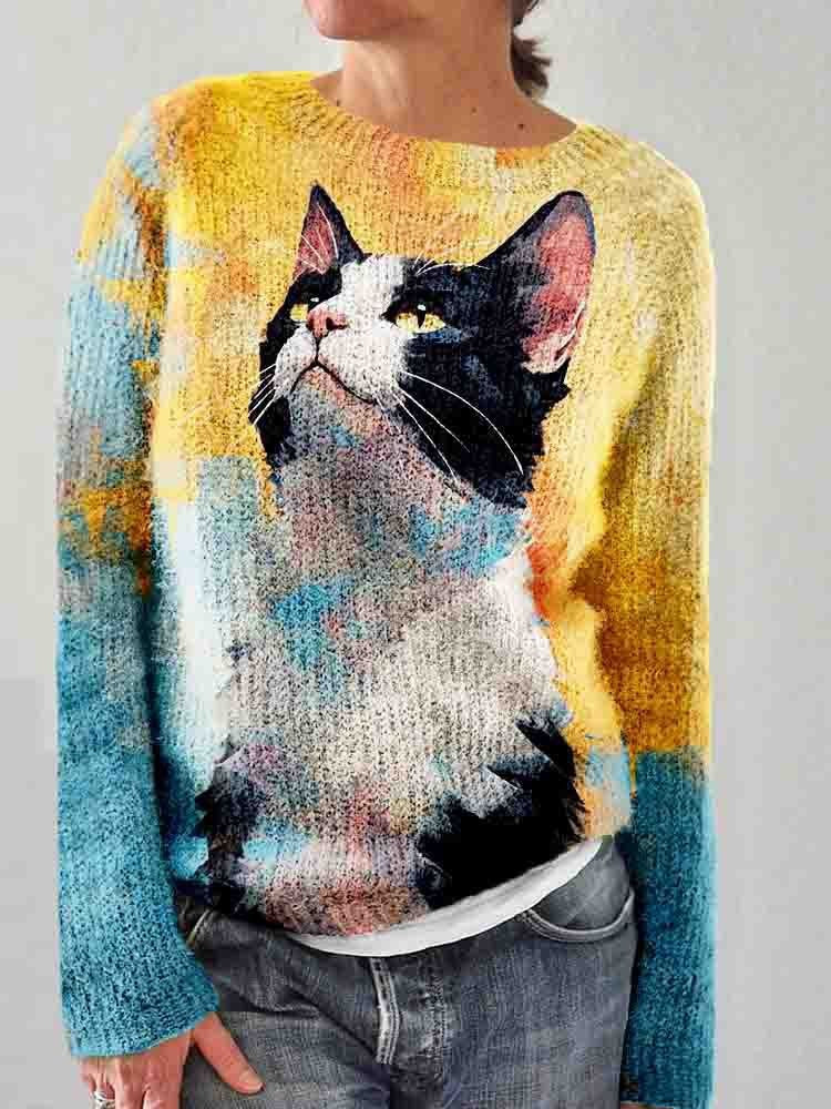 Women's Loose-fit Crew-neck Long-sleeve Top