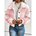 Plaid Pattern Plush Button Cardigan Casual Warm Coat