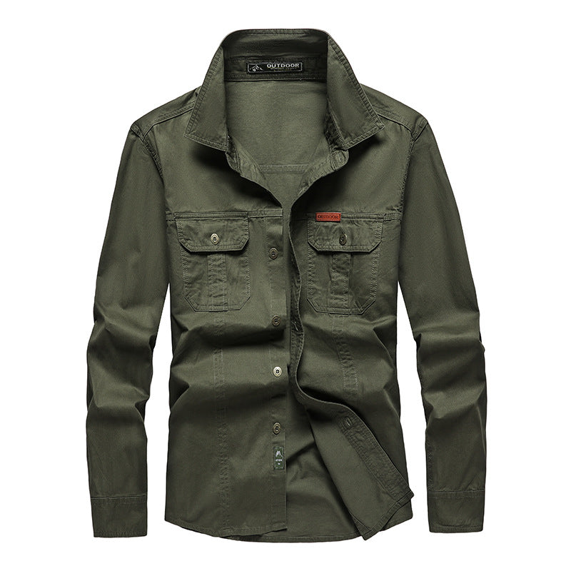 Men's Casual Loose-fit Long-sleeve Work Shirt