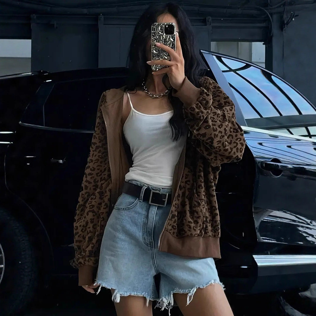 Loose-fitting Casual Corduroy Jacket With Long Sleeves