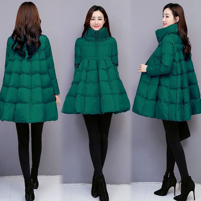 Women's Winter Cotton Coat With A Stand-up Collar And Padded Hem