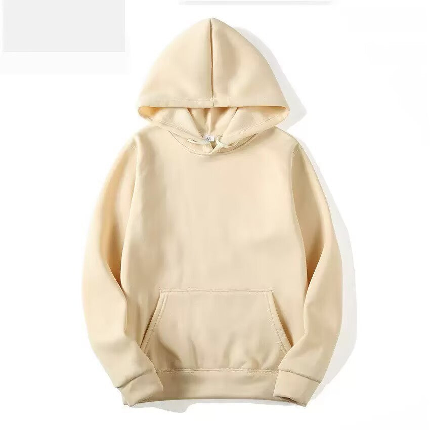 AutumnWinter Fleece Solid-Color Hoodie Same Style As Loose-Fit Casual Sports Hoodie For Couples