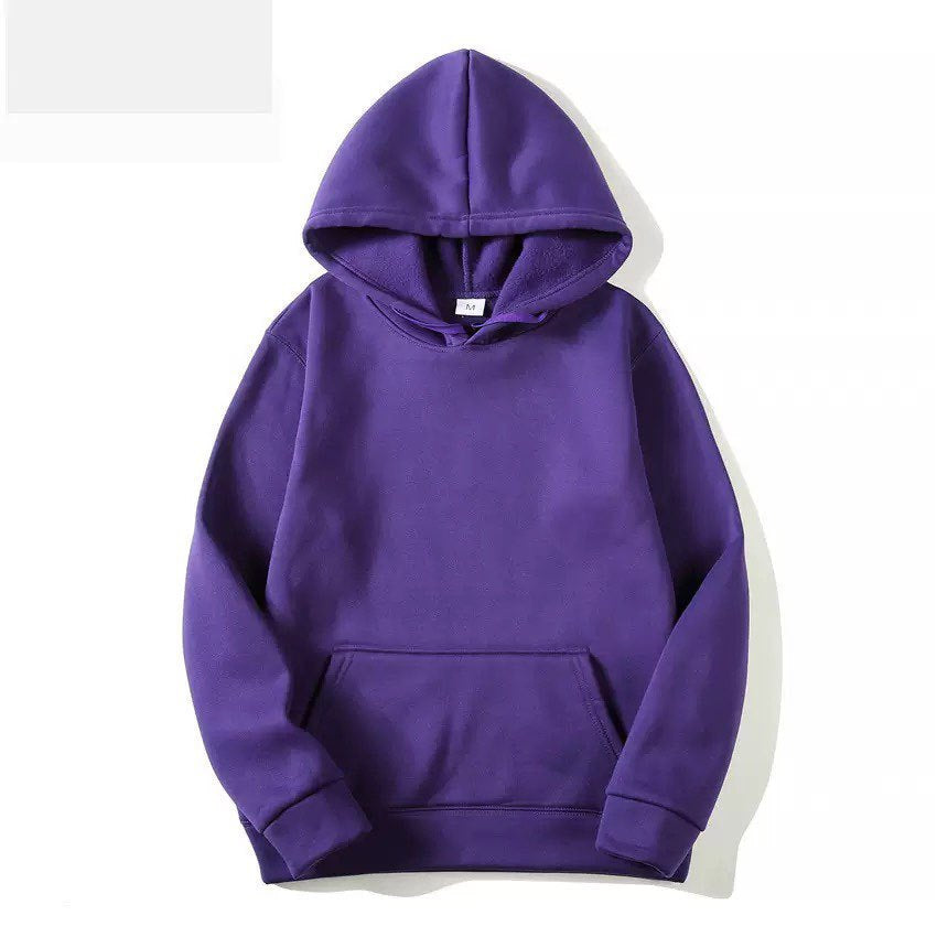 AutumnWinter Fleece Solid-Color Hoodie Same Style As Loose-Fit Casual Sports Hoodie For Couples