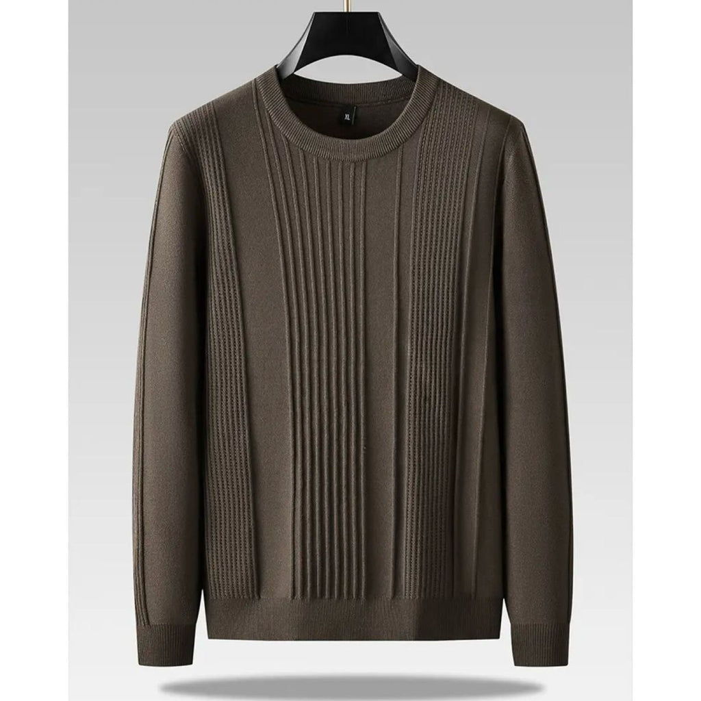 Crew-neck Knitted Loose-fit Twisted-pattern Men's Sweater