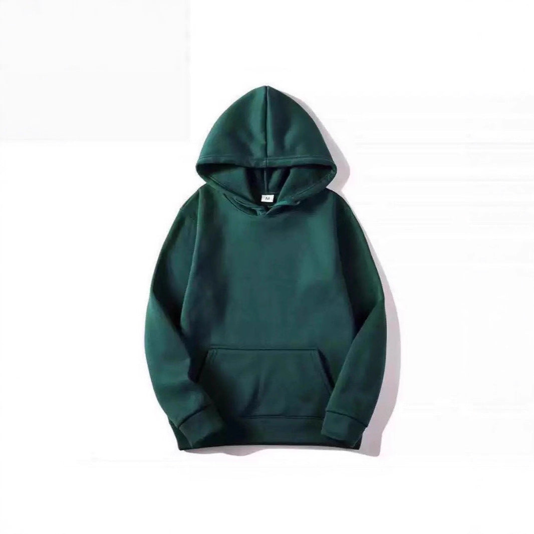 AutumnWinter Fleece Solid-Color Hoodie Same Style As Loose-Fit Casual Sports Hoodie For Couples