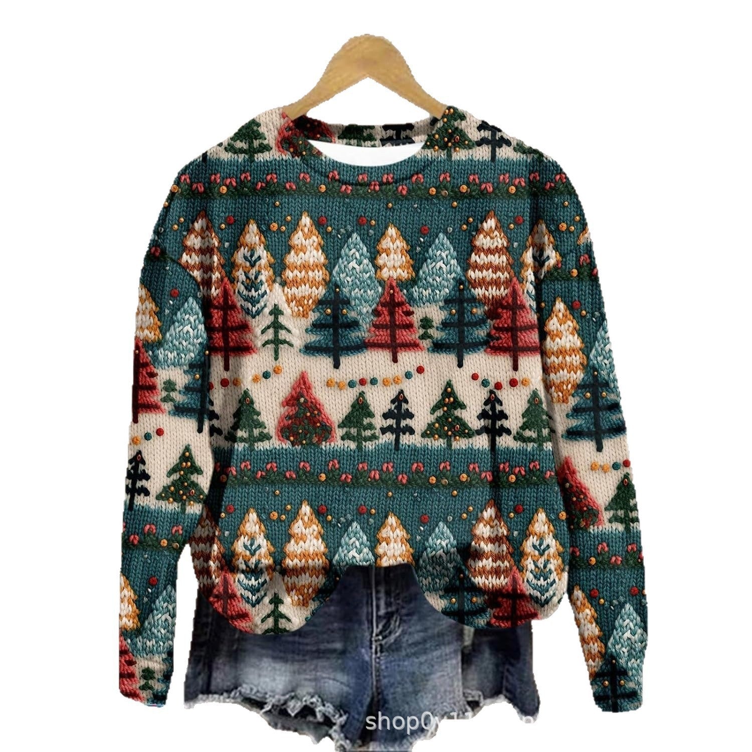 Women's Loose-fit Crew-neck Long-sleeve Top