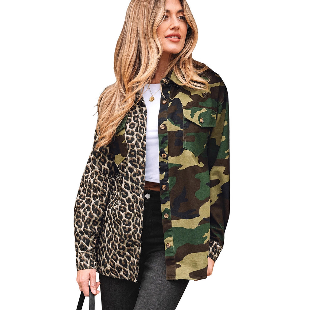 Women's Fashion Camouflage Single Breasted Multi-Button Jacket