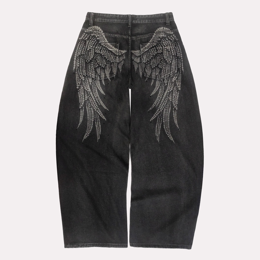 American-style Street-washed, Distressed, Slightly Flared Denim Jeans