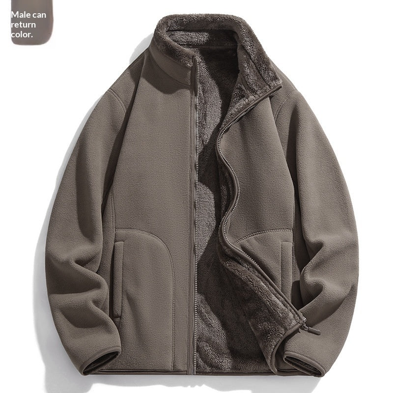 Lambswool Fleece Jacket Double Sided Fleece Coat