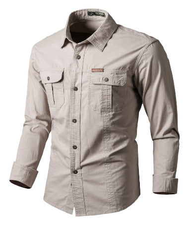 Men's Casual Loose-fit Long-sleeve Work Shirt