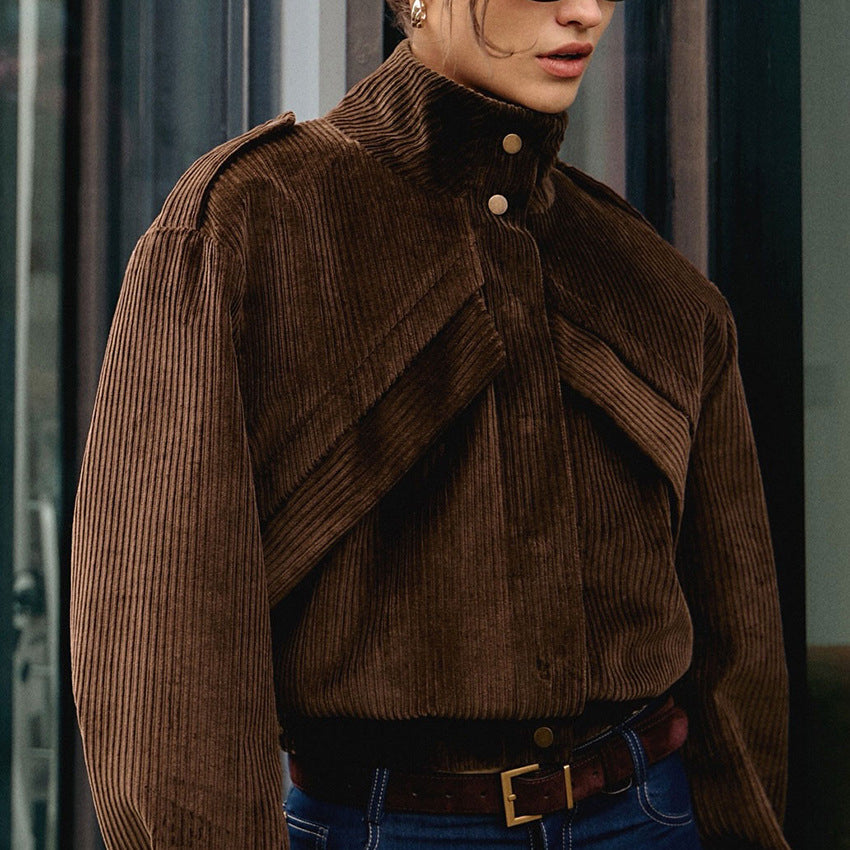 Casual Motorcycle-style Corduroy Jacket