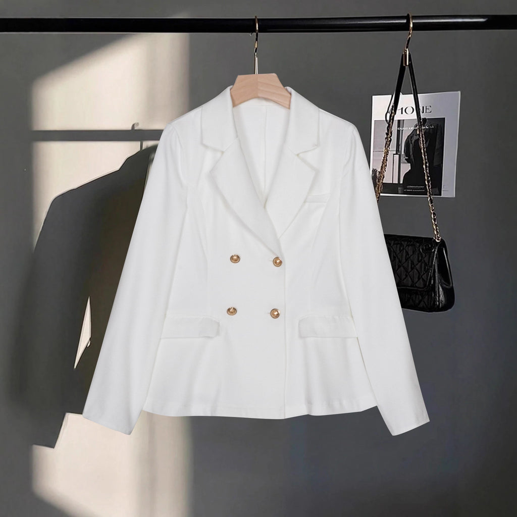 New Springautumn High-end Double-breasted Cropped Blazer