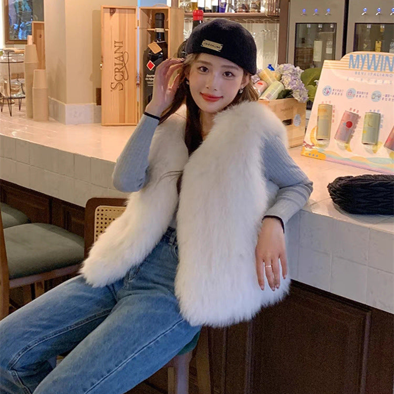 Women's Fashion Short Fluffy Vest Coat