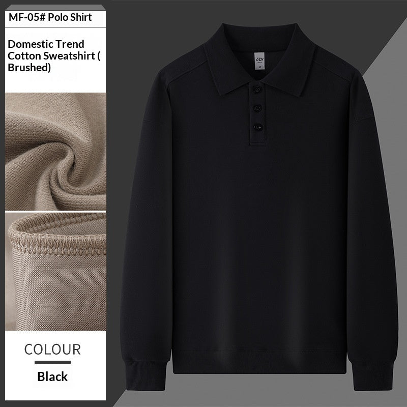 Loose-fit Lapel-collar Drop-shoulder Hoodie Without A Hood