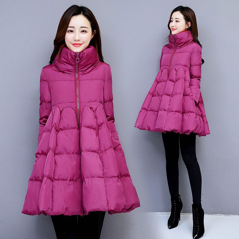 Women's Winter Cotton Coat With A Stand-up Collar And Padded Hem