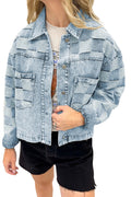 Women's Loose Casual Checkered Denim Jacket