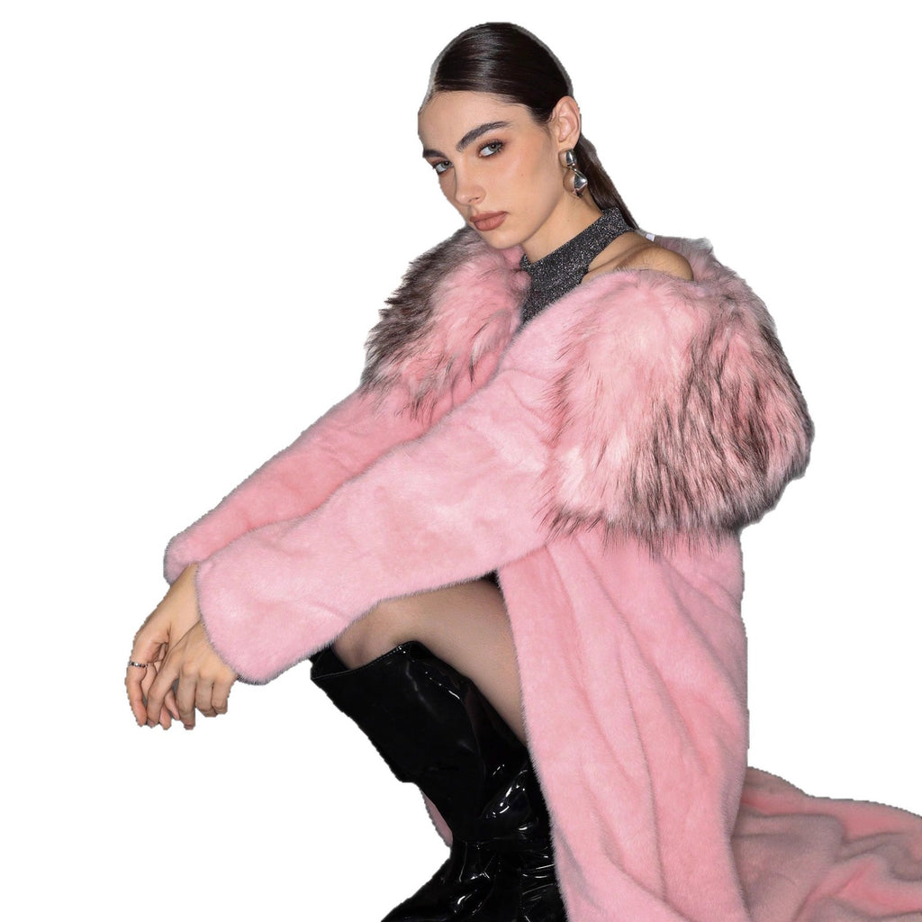 Long Sleeve Fur Plush Thermal Long Coat