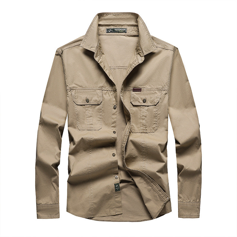 Men's Casual Loose-fit Long-sleeve Work Shirt