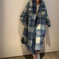 Women's Plaid Long Wool Coat