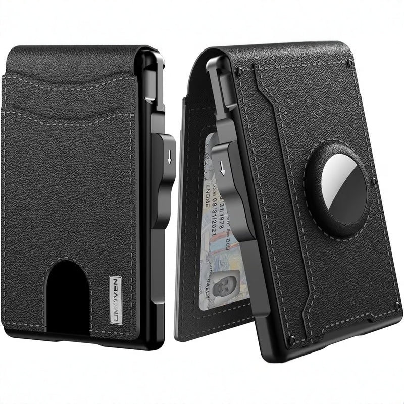 Wallet Men's Card Holder Large Capacity Flip Carbon Fiber Metal Cartridge