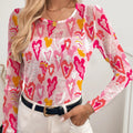 Women's Casual Crew-neck Long-sleeve Top With A Sweet Floral Print