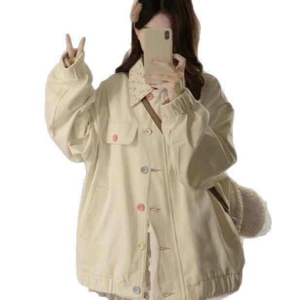 Spring And Autumn Women's Dopamine Sweet Niche Floral Lapel Jacket Coat