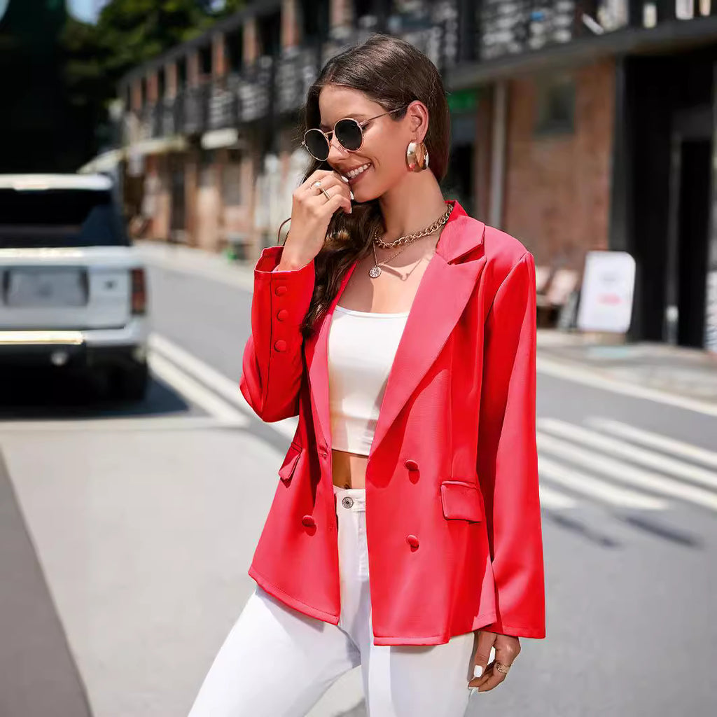 Women's Solid-color Lapel Long-sleeve Blazer