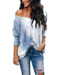 Women's Tie-Dye Long-Sleeve V-Neck Loose-Fit T-Shirt