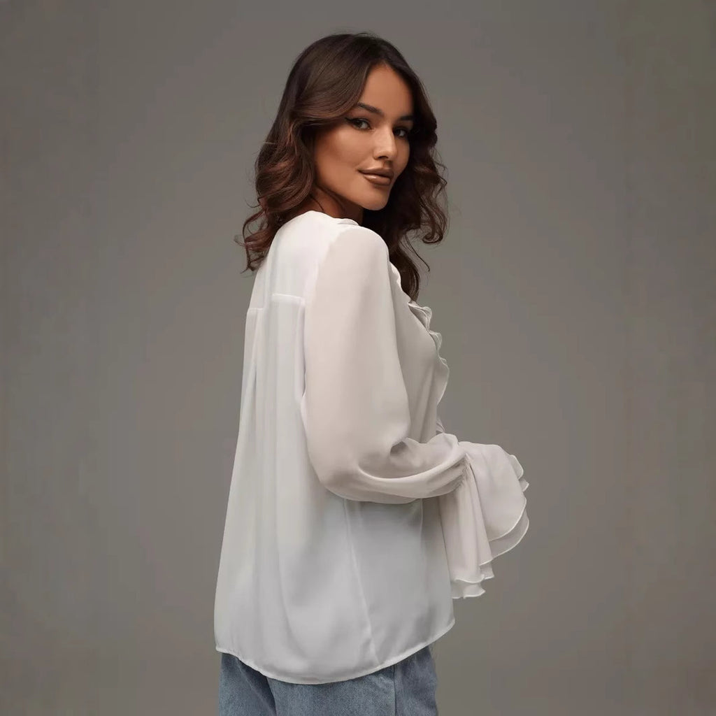 Ruffled Outerwear A Petite Shawl-style Blouse