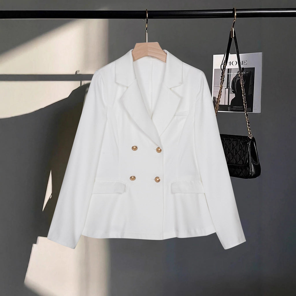 New Springautumn High-end Double-breasted Cropped Blazer