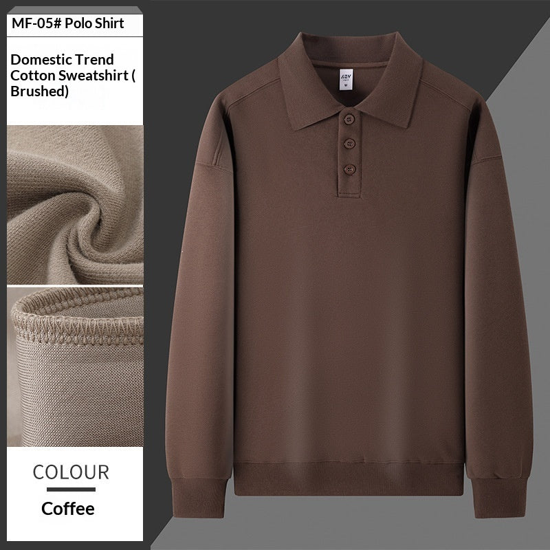 Loose-fit Lapel-collar Drop-shoulder Hoodie Without A Hood