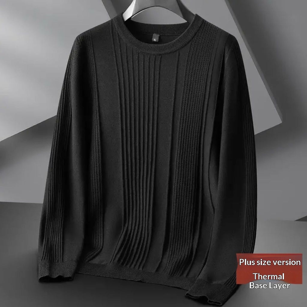 Crew-neck Knitted Loose-fit Twisted-pattern Men's Sweater