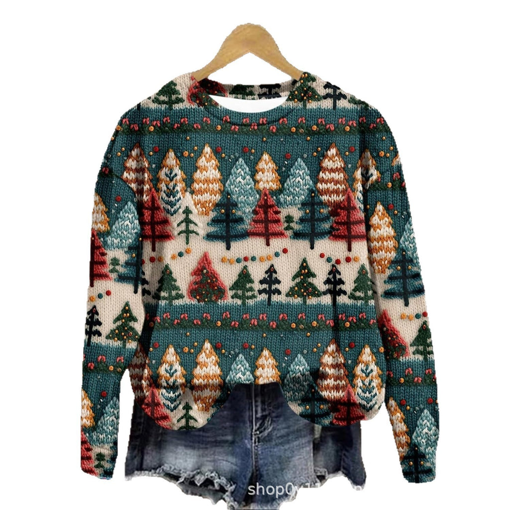 Women's Loose-fit Crew-neck Long-sleeve Top