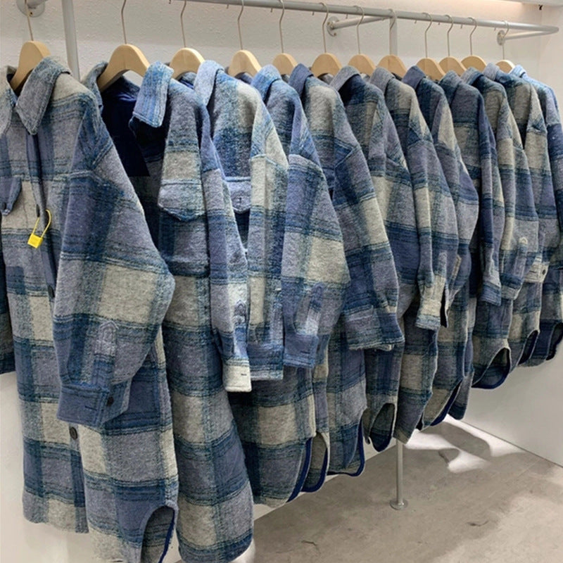 Women's Plaid Long Wool Coat
