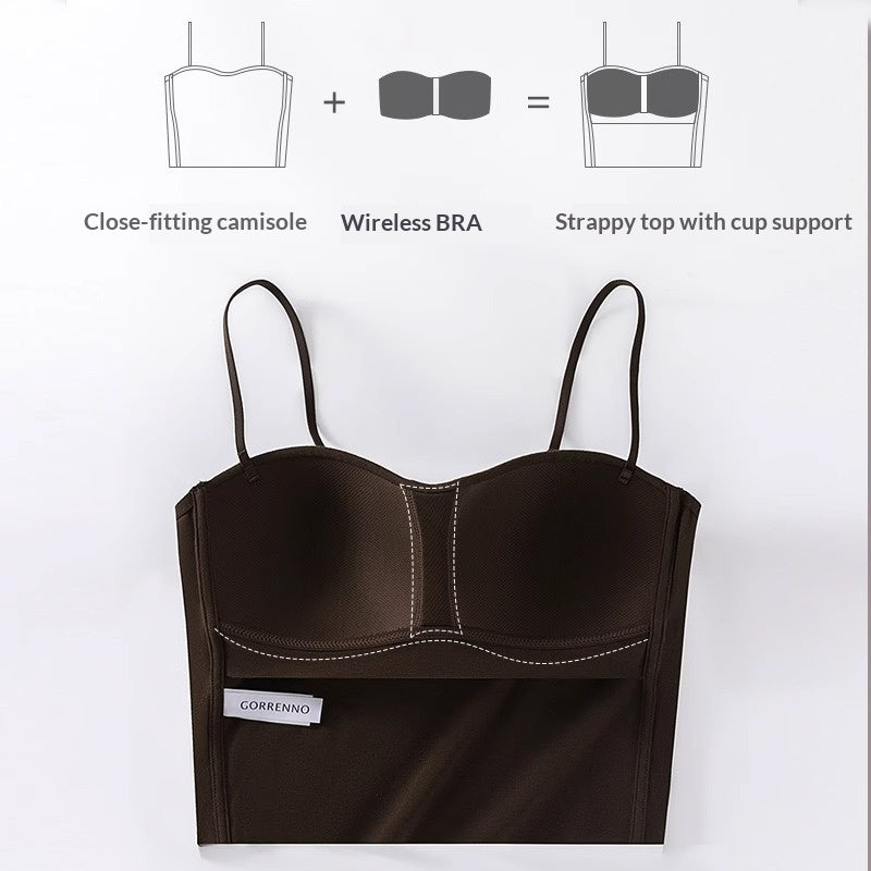 Women's Ice Silk Sexy V-neck Vest With Built-in Chest Pads