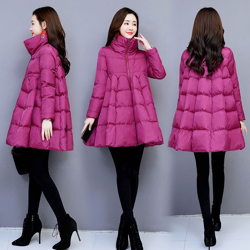 Women's Winter Cotton Coat With A Stand-up Collar And Padded Hem